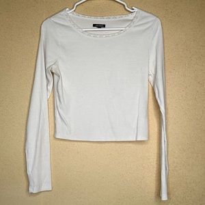 Wild Fable white Long Sleeve Crop Top